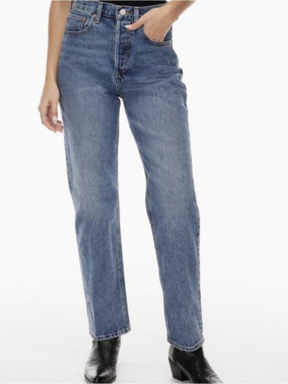 Aritzia Denim Forum The Joni Mid Rise Loose 29L Straight Leg Jeans